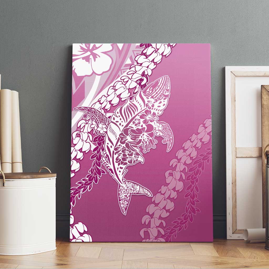 Hawaii Puakenikeni And Maile Lei Canvas Wall Art Pink Polynesian Shark Tattoo DT05 - Polynesian Pride