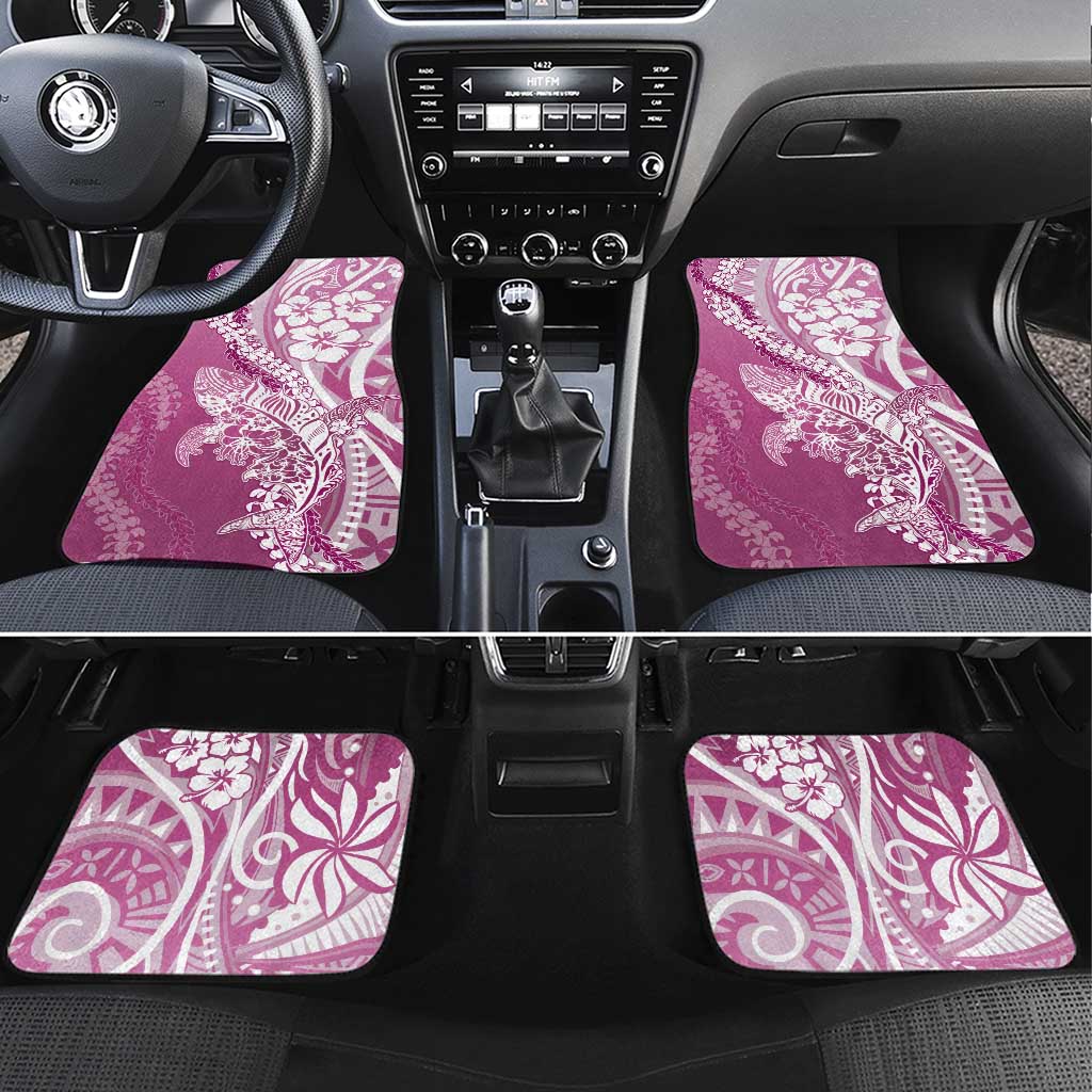Hawaii Puakenikeni And Maile Lei Car Mats Pink Polynesian Shark Tattoo DT05