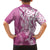 Hawaii Puakenikeni And Maile Lei Family Matching Off The Shoulder Long Sleeve Dress and Hawaiian Shirt Pink Polynesian Shark Tattoo DT05