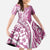Hawaii Puakenikeni And Maile Lei Family Matching Off The Shoulder Long Sleeve Dress and Hawaiian Shirt Pink Polynesian Shark Tattoo DT05