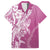 Hawaii Puakenikeni And Maile Lei Family Matching Off The Shoulder Long Sleeve Dress and Hawaiian Shirt Pink Polynesian Shark Tattoo DT05