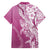 Hawaii Puakenikeni And Maile Lei Family Matching Off The Shoulder Long Sleeve Dress and Hawaiian Shirt Pink Polynesian Shark Tattoo DT05