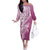 Hawaii Puakenikeni And Maile Lei Family Matching Off The Shoulder Long Sleeve Dress and Hawaiian Shirt Pink Polynesian Shark Tattoo DT05