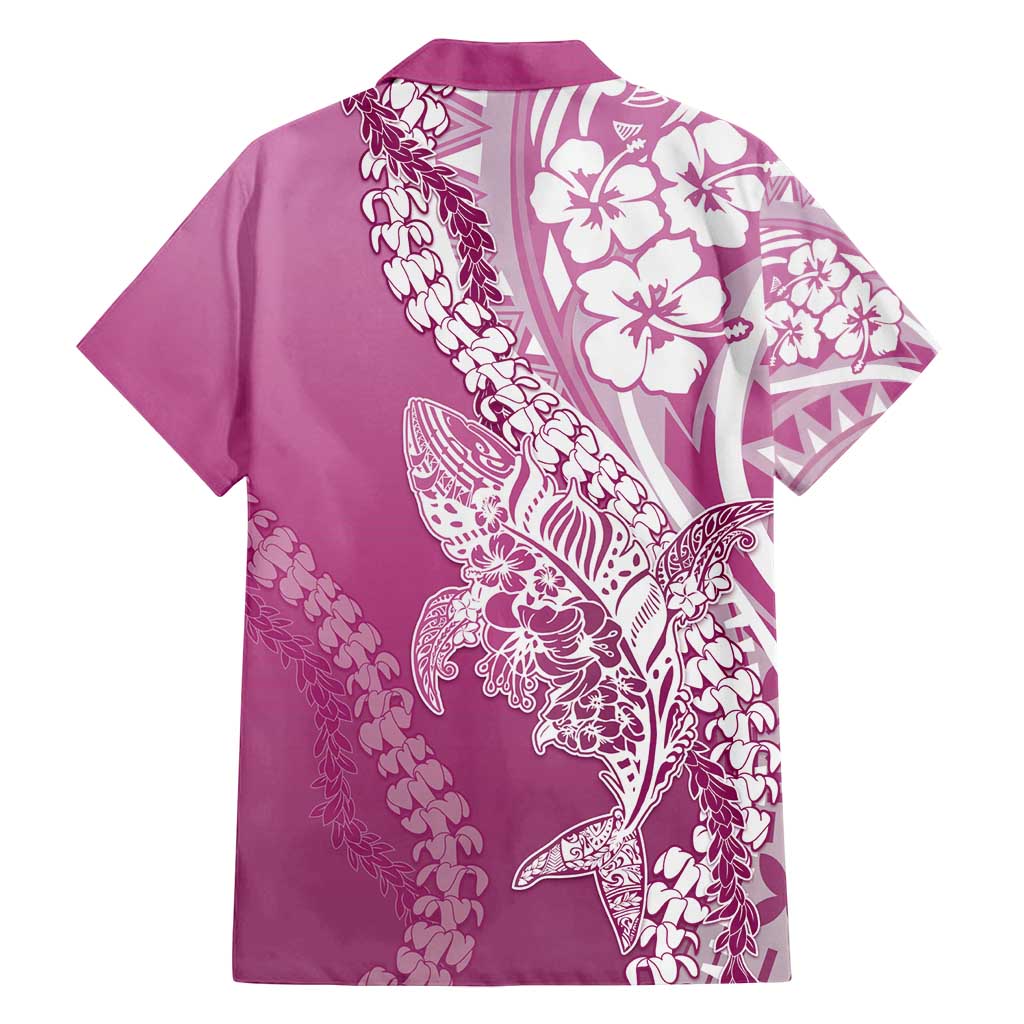 Hawaii Puakenikeni And Maile Lei Family Matching Summer Maxi Dress and Hawaiian Shirt Pink Polynesian Shark Tattoo DT05