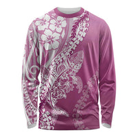 Hawaii Puakenikeni And Maile Lei Long Sleeve Shirt Pink Polynesian Shark Tattoo DT05 Unisex Pink - Polynesian Pride