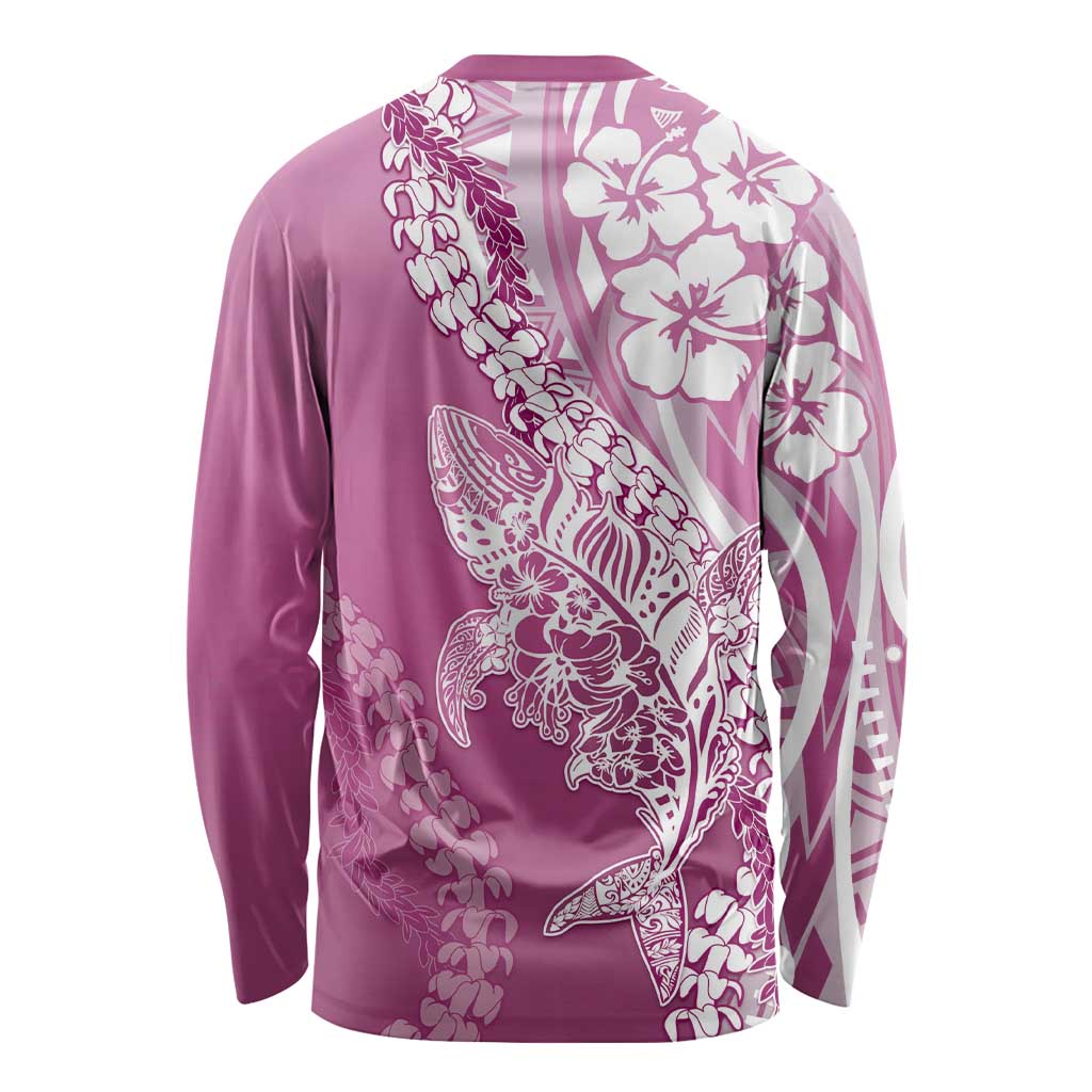 Hawaii Puakenikeni And Maile Lei Long Sleeve Shirt Pink Polynesian Shark Tattoo DT05 - Polynesian Pride