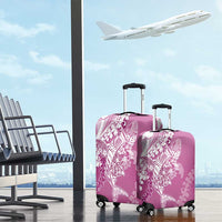 Hawaii Puakenikeni And Maile Lei Luggage Cover Pink Polynesian Shark Tattoo DT05
