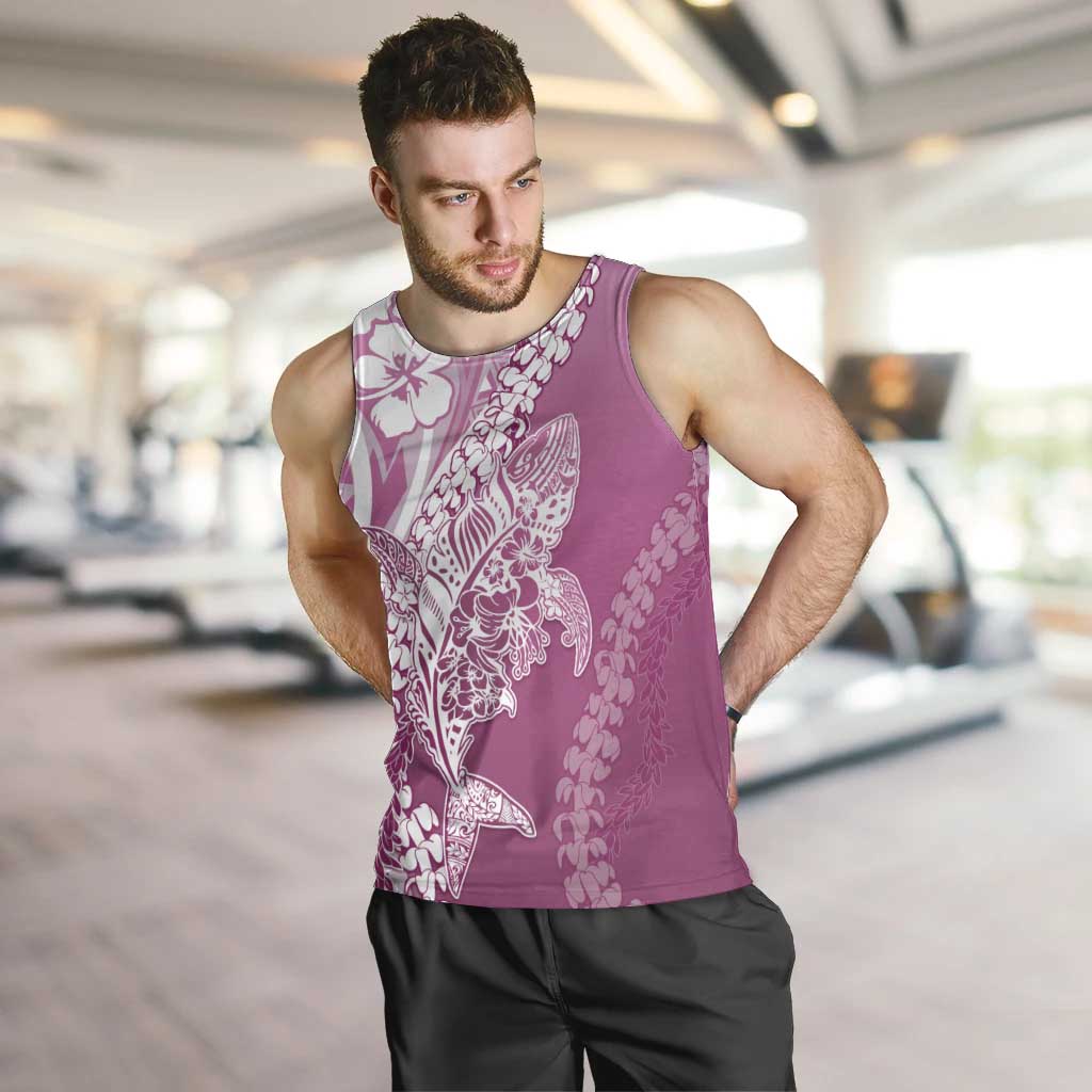 Hawaii Puakenikeni And Maile Lei Men Tank Top Pink Polynesian Shark Tattoo DT05 Pink - Polynesian Pride