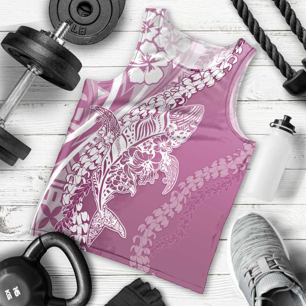 Hawaii Puakenikeni And Maile Lei Men Tank Top Pink Polynesian Shark Tattoo DT05 - Polynesian Pride