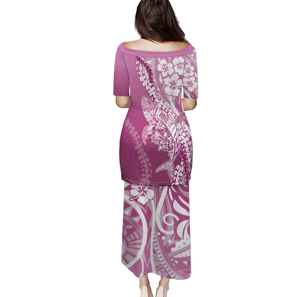 Hawaii Puakenikeni And Maile Lei Puletasi Pink Polynesian Shark Tattoo DT05