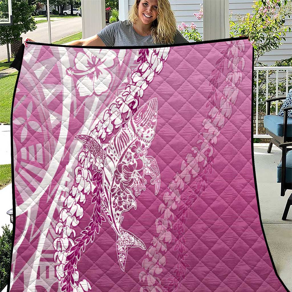 Hawaii Puakenikeni And Maile Lei Quilt Pink Polynesian Shark Tattoo DT05