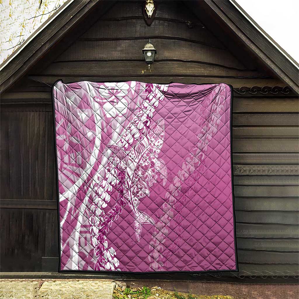 Hawaii Puakenikeni And Maile Lei Quilt Pink Polynesian Shark Tattoo DT05