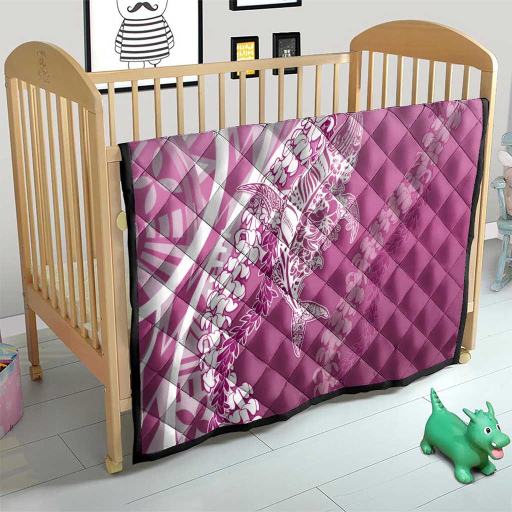 Hawaii Puakenikeni And Maile Lei Quilt Pink Polynesian Shark Tattoo DT05
