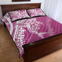 Hawaii Puakenikeni And Maile Lei Quilt Bed Set Pink Polynesian Shark Tattoo DT05