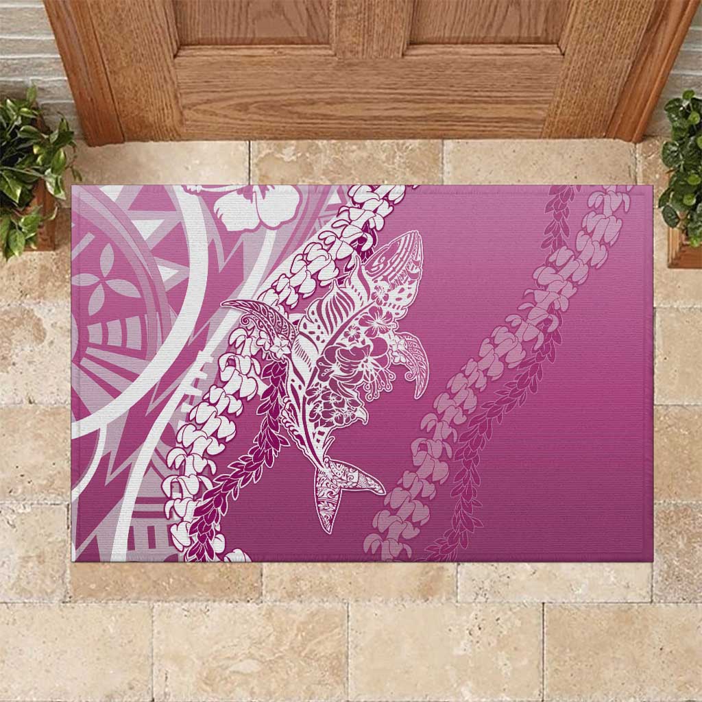 Hawaii Puakenikeni And Maile Lei Rubber Doormat Pink Polynesian Shark Tattoo DT05 Pink - Polynesian Pride
