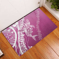 Hawaii Puakenikeni And Maile Lei Rubber Doormat Pink Polynesian Shark Tattoo DT05 - Polynesian Pride