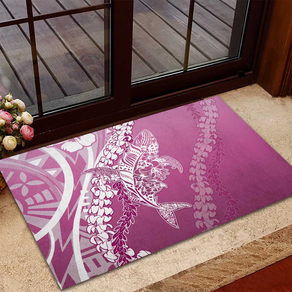 Hawaii Puakenikeni And Maile Lei Rubber Doormat Pink Polynesian Shark Tattoo DT05 - Polynesian Pride