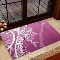 Hawaii Puakenikeni And Maile Lei Rubber Doormat Pink Polynesian Shark Tattoo DT05 - Polynesian Pride