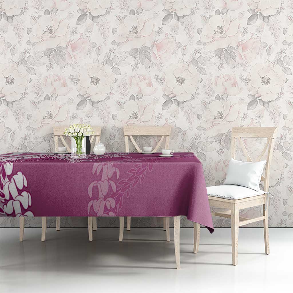 Hawaii Puakenikeni And Maile Lei Tablecloth Pink Polynesian Shark Tattoo DT05 - Polynesian Pride