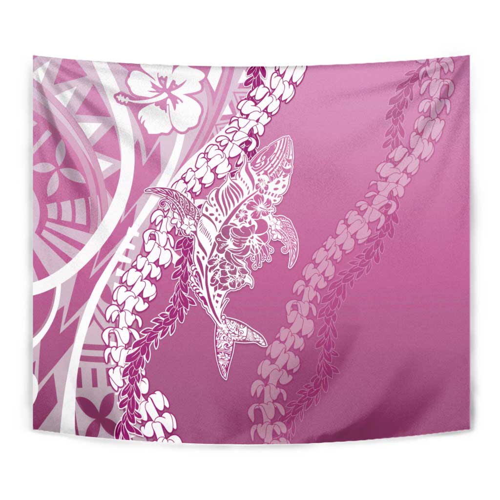 Hawaii Puakenikeni And Maile Lei Tapestry Pink Polynesian Shark Tattoo DT05