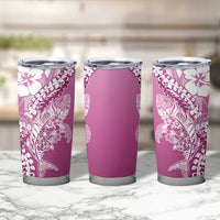Hawaii Puakenikeni And Maile Lei Tumbler Cup Pink Polynesian Shark Tattoo DT05