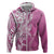 Hawaii Puakenikeni And Maile Lei Zip Hoodie Pink Polynesian Shark Tattoo DT05