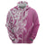 Hawaii Puakenikeni And Maile Lei Zip Hoodie Pink Polynesian Shark Tattoo DT05