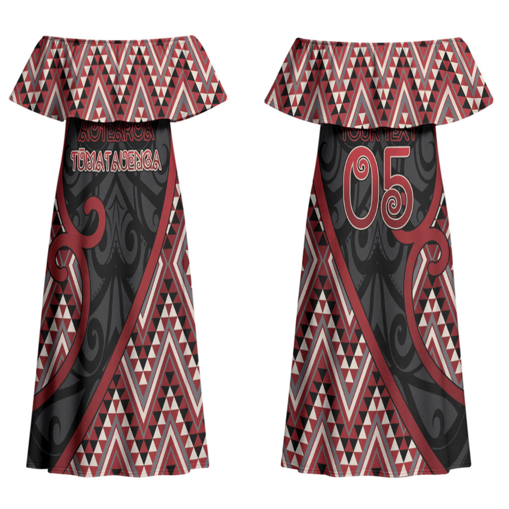 Custom Aotearoa Atua Tumatauenga Couples Matching Off Shoulder Maxi Dress and Hawaiian Shirt God Of War Koru Patterns