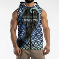 Custom Aotearoa Atua Tangaroa Sleeveless Zip Hoodie God Of Ocean Koru Patterns