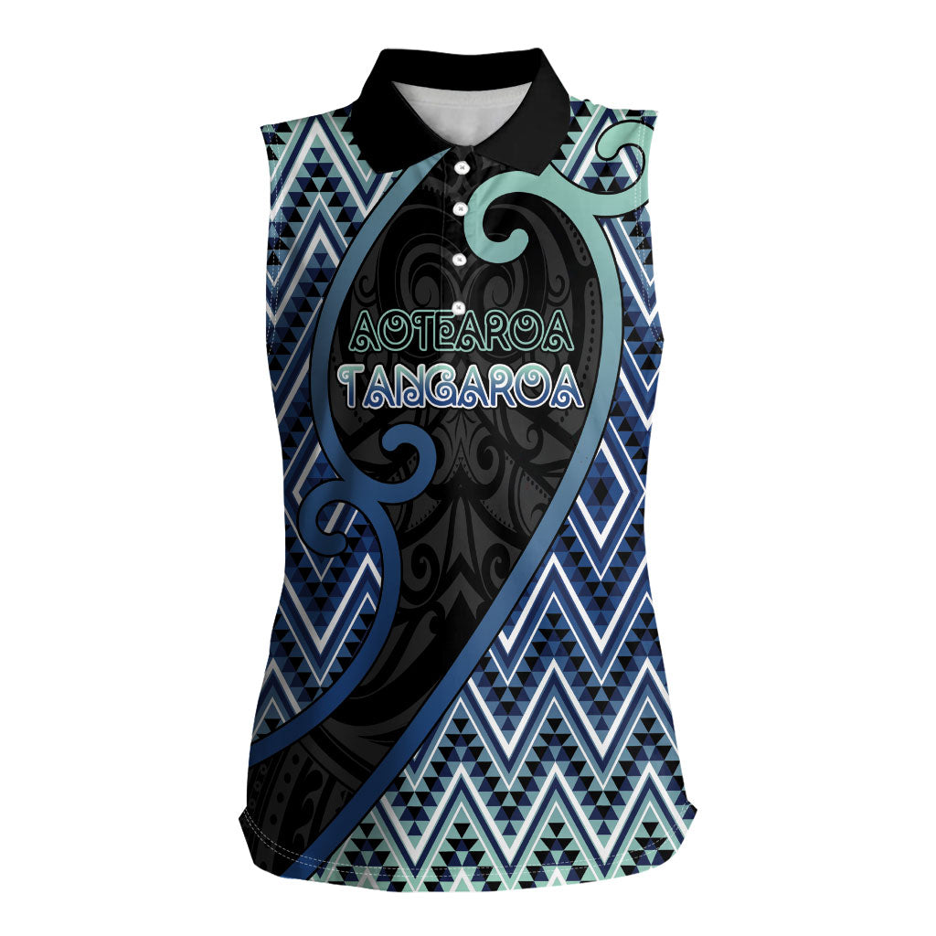 Custom Aotearoa Atua Tangaroa Women Sleeveless Polo Shirt God Of Ocean Koru Patterns