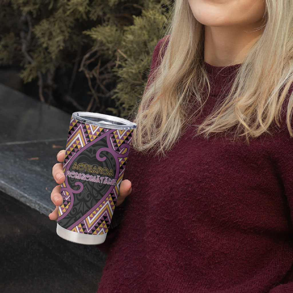 Custom Aotearoa Atua Rongomatane Tumbler Cup God Of Cultivated Foods Koru Patterns