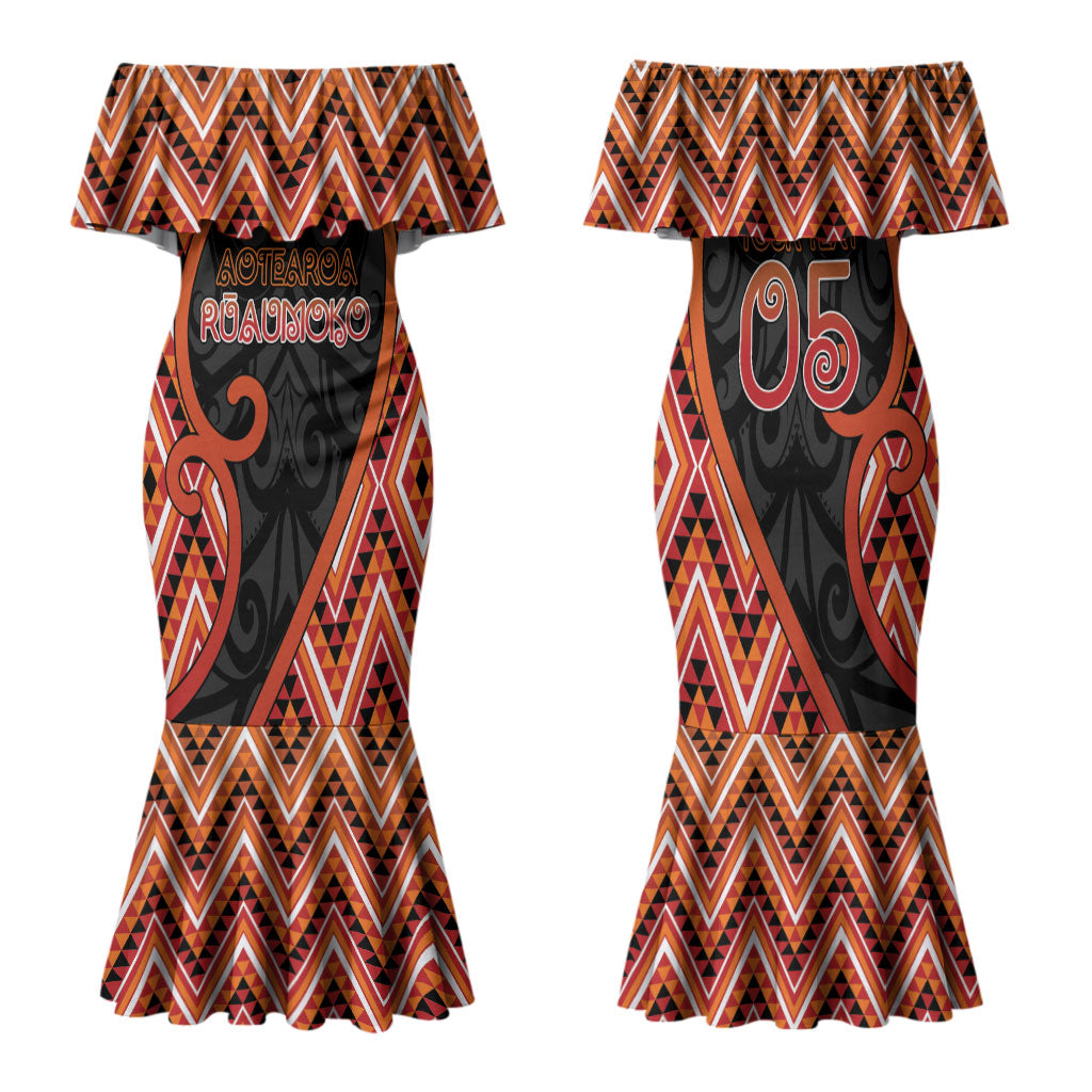 Custom Aotearoa Atua Ruaumoko Family Matching Mermaid Dress and Hawaiian Shirt God Of Volcanoes Koru Patterns