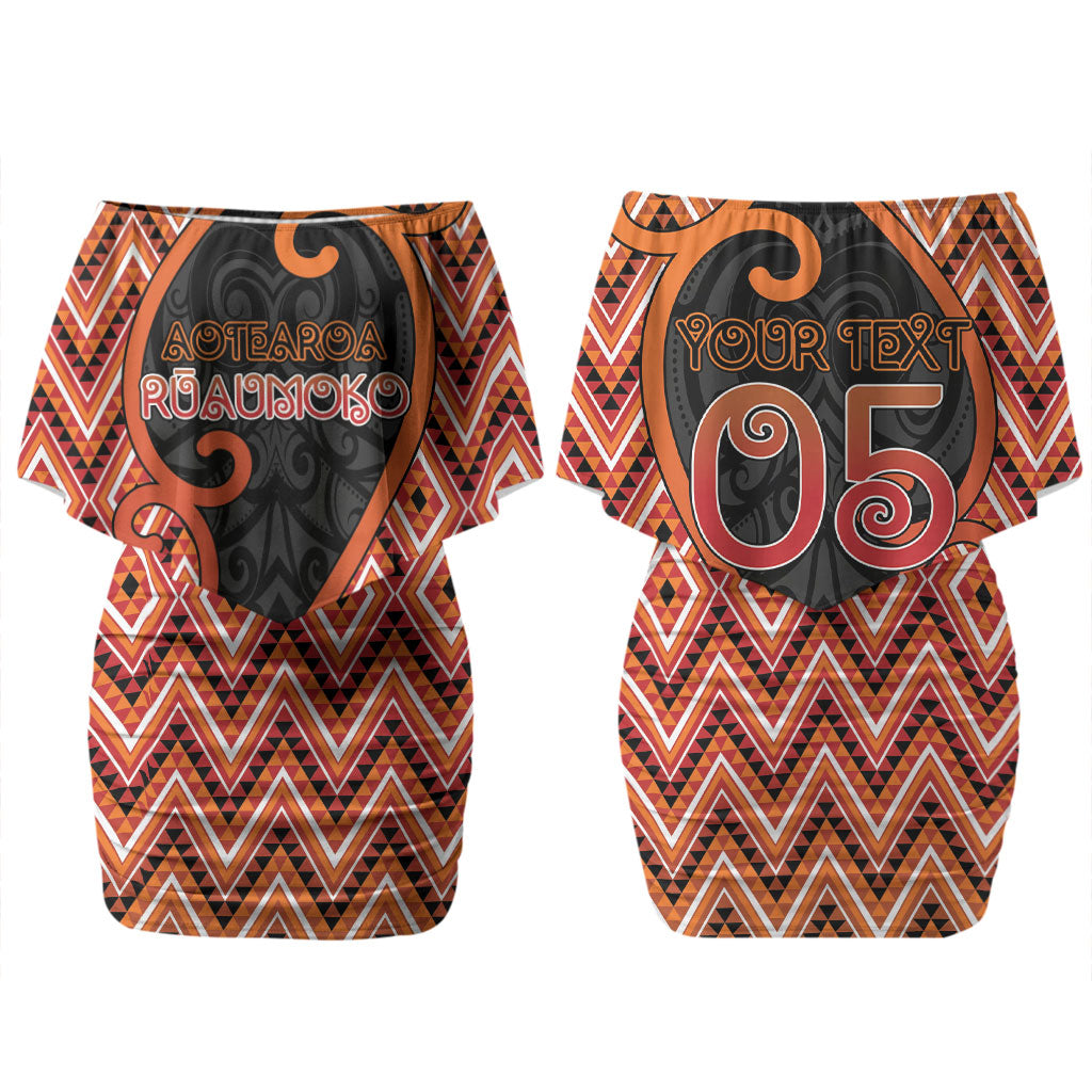 Custom Aotearoa Atua Ruaumoko Family Matching Off Shoulder Short Dress and Hawaiian Shirt God Of Volcanoes Koru Patterns