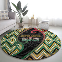 Aotearoa Atua Maui Round Carpet Demigod Hero And Trickster Koru Patterns