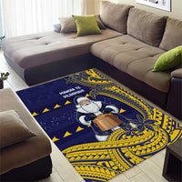 Tokelau Christmas Area Rug Santa With Tuluma Xmas Tribal Waves - Polynesian Pride