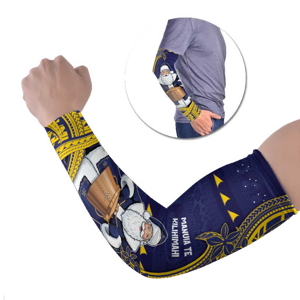 Tokelau Christmas Arm Sleeves Santa With Tuluma Xmas Tribal Waves - Polynesian Pride