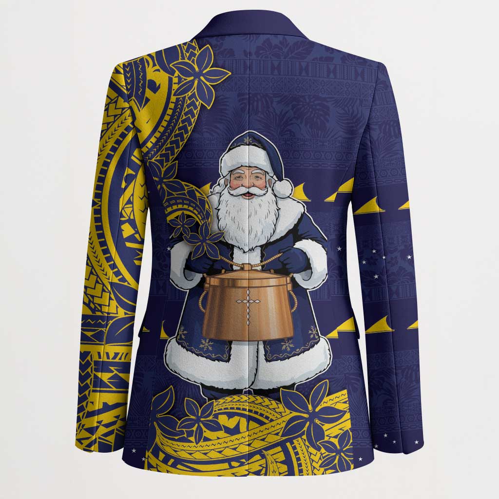 Tokelau Christmas Blazer Santa With Tuluma Xmas Tribal Waves - Polynesian Pride