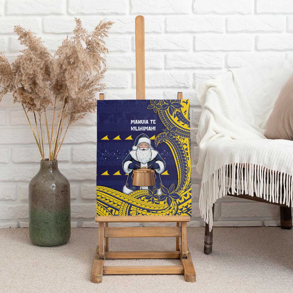 Tokelau Christmas Canvas Wall Art Santa With Tuluma Xmas Tribal Waves - Polynesian Pride