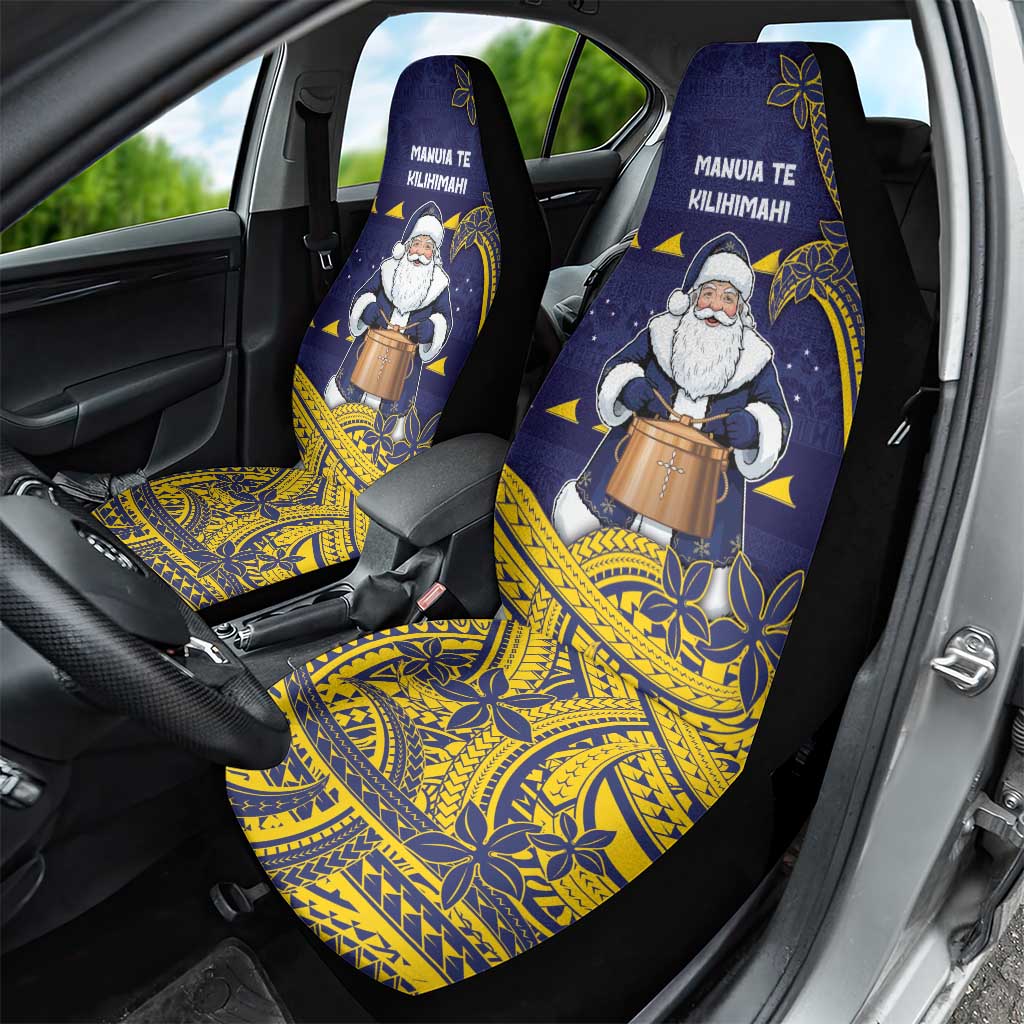 Tokelau Christmas Car Seat Cover Santa With Tuluma Xmas Tribal Waves - Polynesian Pride
