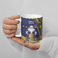 Tokelau Christmas Ceramic Mug Santa With Tuluma Xmas Tribal Waves - Polynesian Pride
