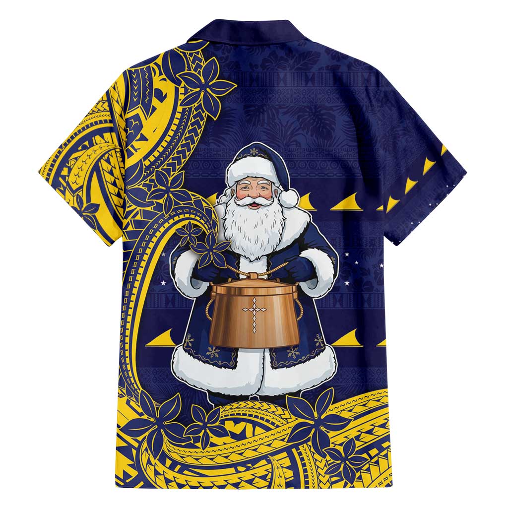 Tokelau Christmas Family Matching Off Shoulder Maxi Dress and Hawaiian Shirt Santa With Tuluma Xmas Tribal Waves - Polynesian Pride