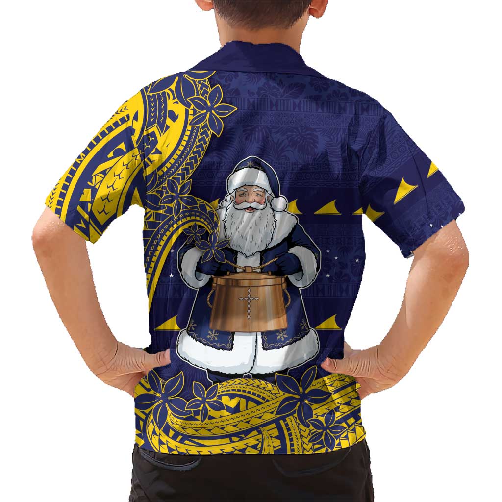 Tokelau Christmas Family Matching Puletasi and Hawaiian Shirt Santa With Tuluma Xmas Tribal Waves - Polynesian Pride