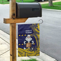 Tokelau Christmas Garden Flag Santa With Tuluma Xmas Tribal Waves - Polynesian Pride