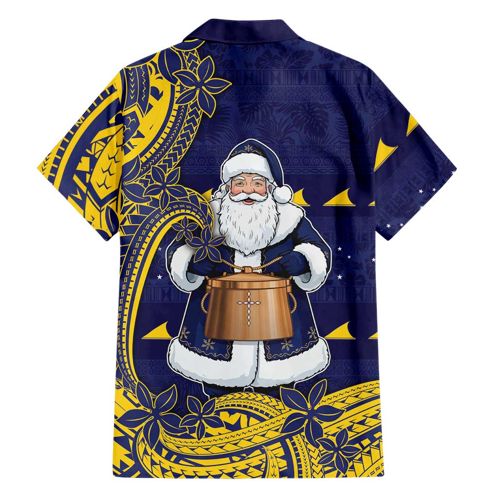 Tokelau Christmas Hawaiian Shirt Santa With Tuluma Xmas Tribal Waves - Polynesian Pride