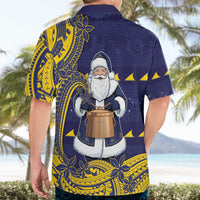 Tokelau Christmas Hawaiian Shirt Santa With Tuluma Xmas Tribal Waves - Polynesian Pride