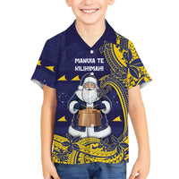 Tokelau Christmas Hawaiian Shirt Santa With Tuluma Xmas Tribal Waves - Polynesian Pride