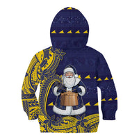 Tokelau Christmas Kid Hoodie Santa With Tuluma Xmas Tribal Waves - Polynesian Pride