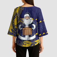 Tokelau Christmas Kimono Sleeve Blouse Santa With Tuluma Xmas Tribal Waves - Polynesian Pride