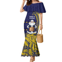 Tokelau Christmas Mermaid Dress Santa With Tuluma Xmas Tribal Waves - Polynesian Pride