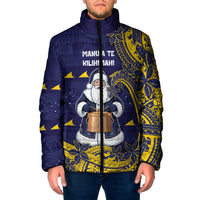 Tokelau Christmas Padded Jacket Santa With Tuluma Xmas Tribal Waves - Polynesian Pride